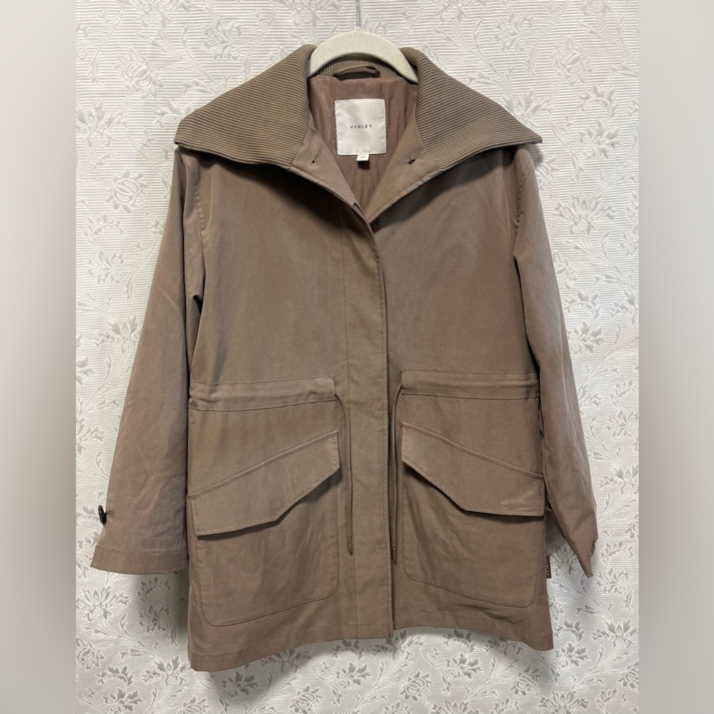 Varley Taupe Utility Jacket with Oversized Collar
